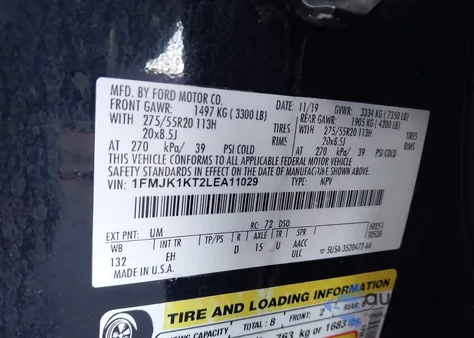 2020 Ford Expedition Limited Max from USA, damaged, VIN 1FMJK1KT2LEA11029